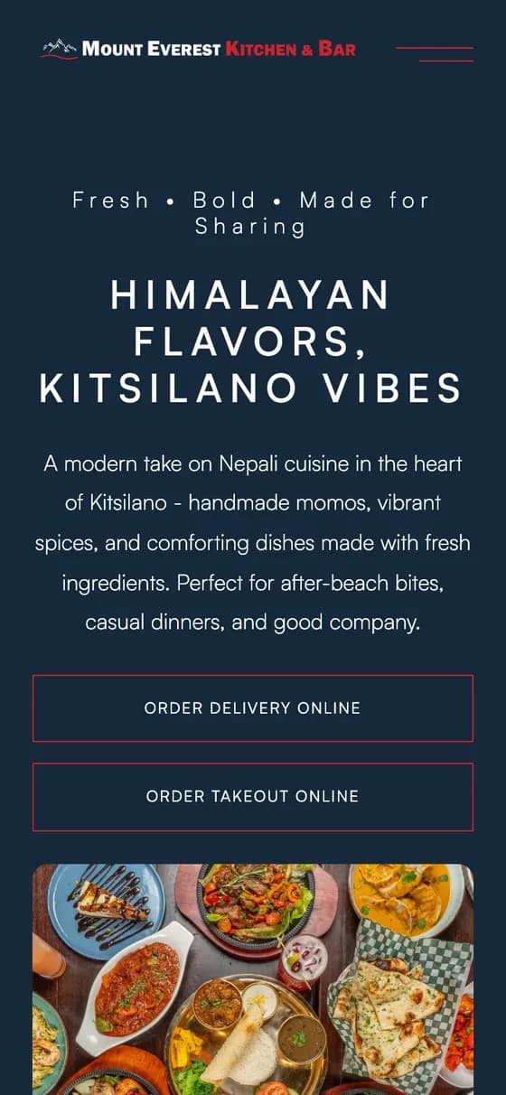 Mount Everest Kitchen & Bar on a phone
