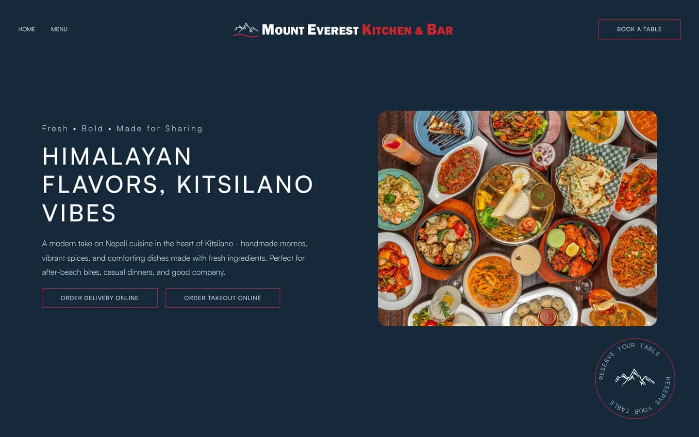 Mount Everest Kitchen & Bar website