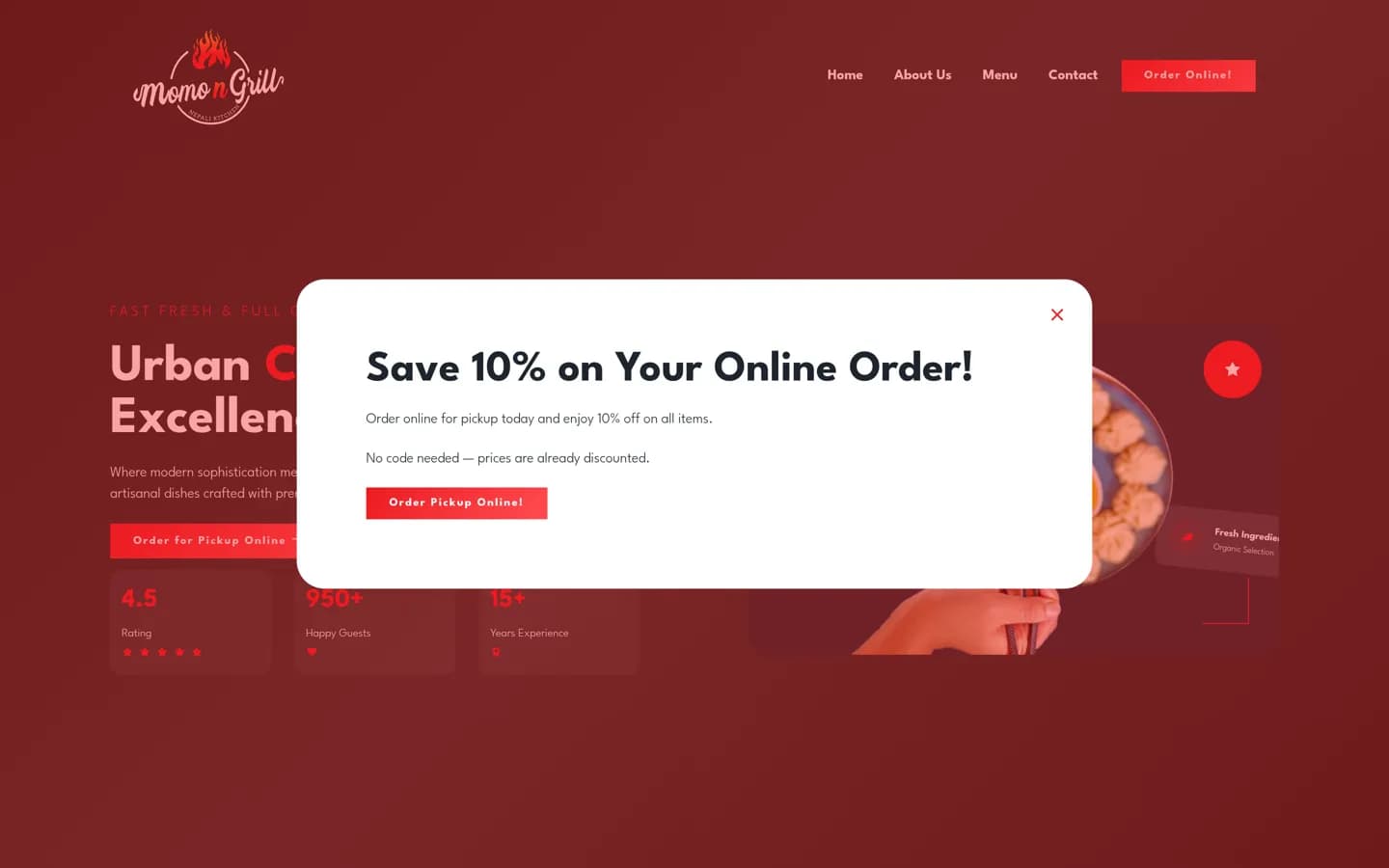 Momo n Grill website