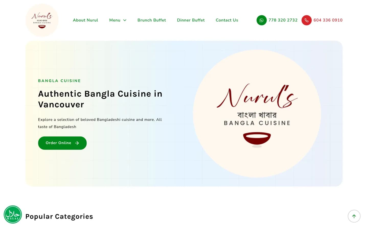 Nurul's Bangla Cuisine website